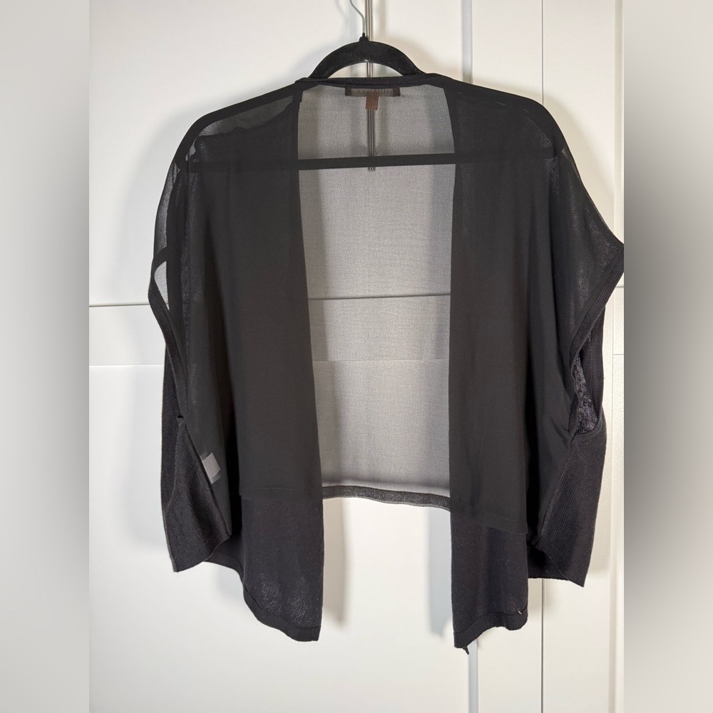 Ellen Tracy Black Open-Front Cardigan